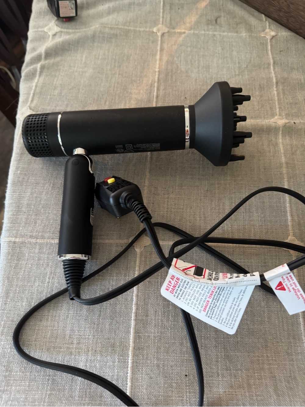 Compact Black Folding Hair Dryer with Diffuser